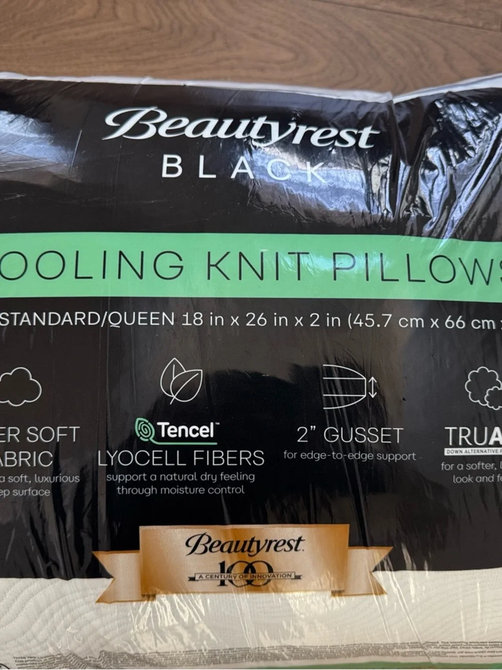 BEAUTYREST BLACK 2pk Luxurious Cooling Knit Down Alternative Pillows